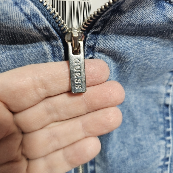 NWT GUESS Womens Blue Stretch Denim Romper Zip Front Belted Short Sleeve Size XS - Picture 8 of 11